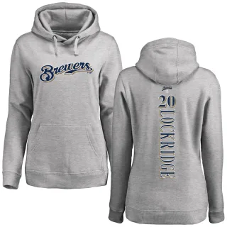 Women's Milwaukee Brewers Brandon Lockridge Ash Backer Pullover Hoodie