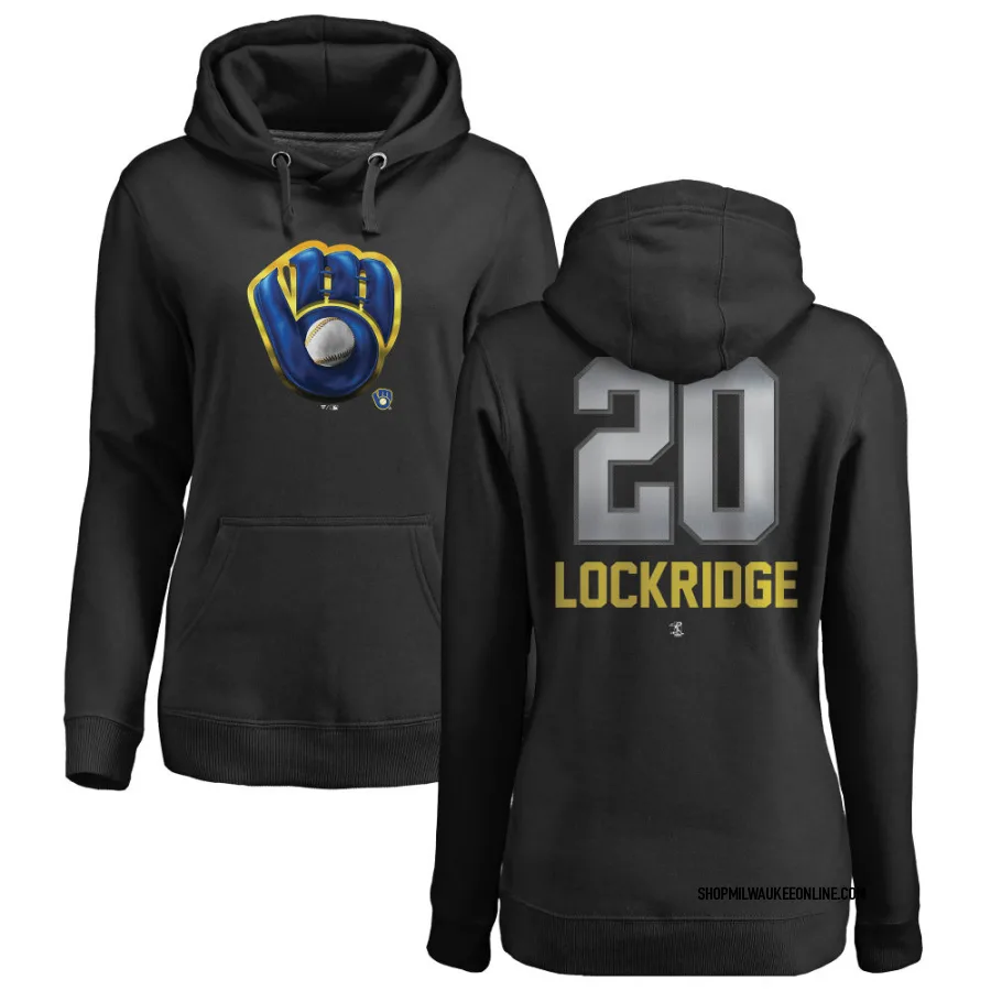 Women's Milwaukee Brewers Brandon Lockridge Black Branded Midnight Mascot Pullover Hoodie -