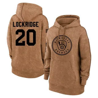 Women's Milwaukee Brewers Brandon Lockridge Brown 2023 Salute to Service Pullover Hoodie