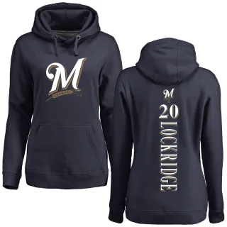 Women's Milwaukee Brewers Brandon Lockridge Navy Backer Pullover Hoodie
